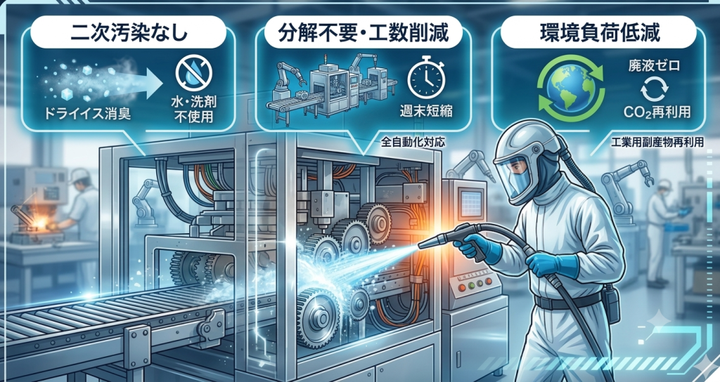 ドライアイスブラスト　洗浄　3つのメリット
